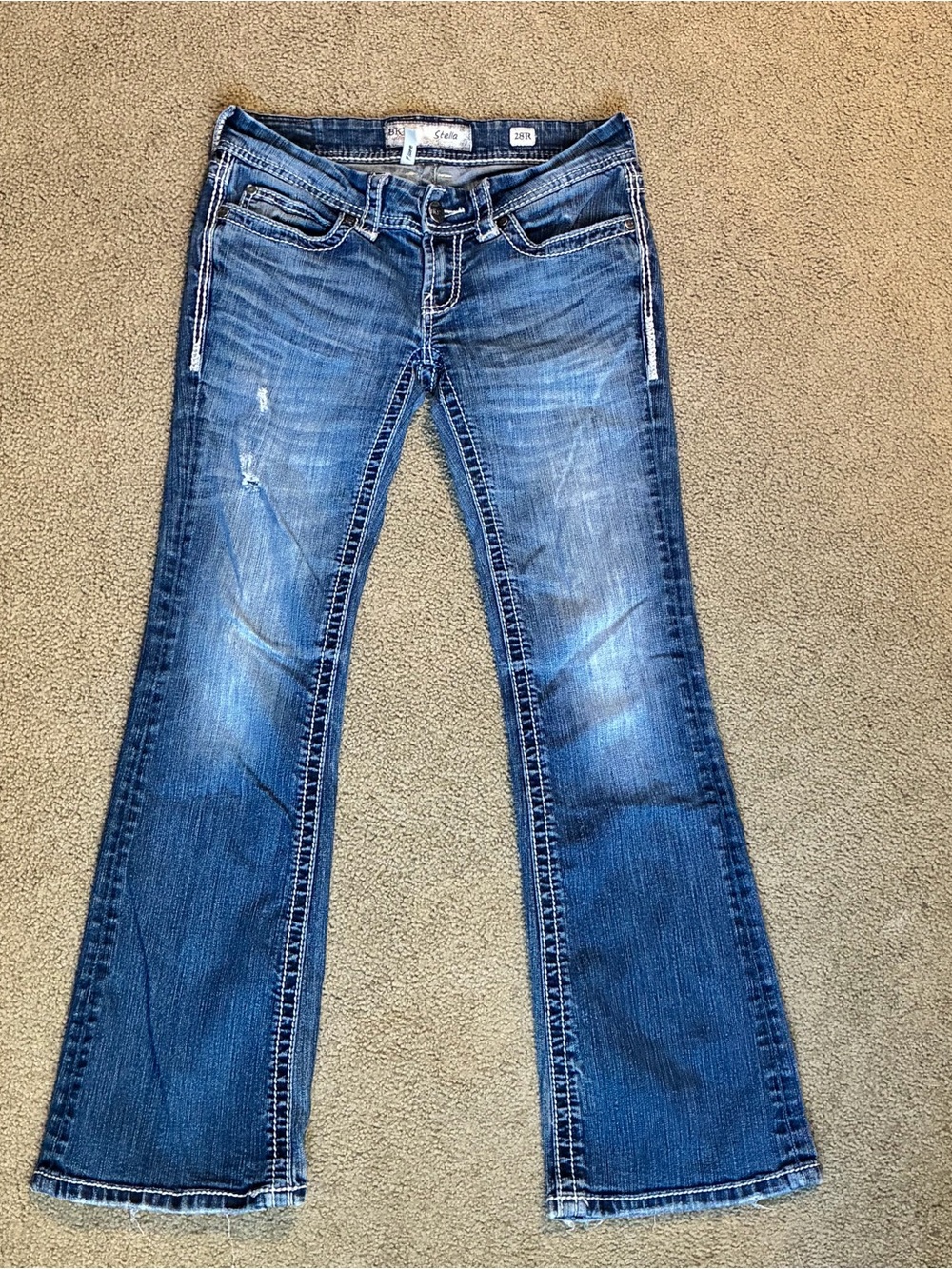 Women’s BKE Stella Blue Bootcut Denim Jeans Cowgirl Western 28R Low Rise Pants